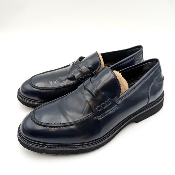Vella Pais Tavro Penny Loafer Shoes Round Toe Men's Navy Blue Size US8.5